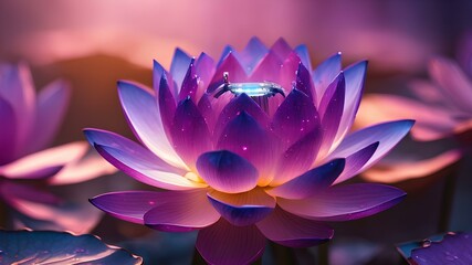 Beautiful lotus with a unique design full of colors and shapes representing freshness and nature. AI Generated - Powered by Adobe