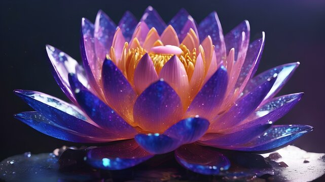 Beautiful lotus with a unique design full of colors and shapes representing freshness and nature. AI Generated