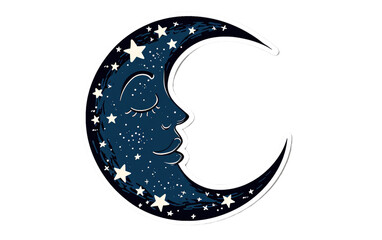 Whimsical Plastic Decal: Moon and Stars Delight isolated on transparent Background