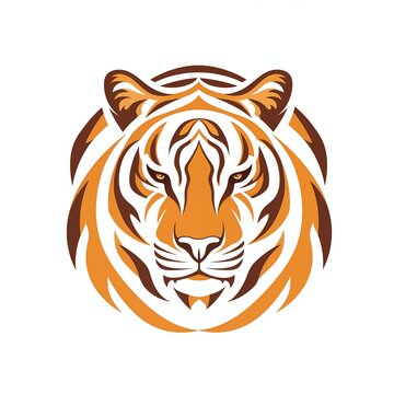 Tiger logo in circle shape orange color on white background