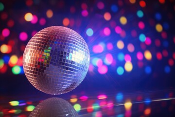 Disco ball with colored lights. club party, party lights disco ball, Ai generated