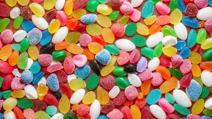 Fototapeta na wymiar panoramic shot colorful gummy sweets