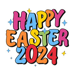 Vector t-shirt design, with the words "Happy Easter 2024"  typography, illustration, black ink, white background Happy Easter 2024 SVG, Easter 2024 SVG, Easter Bunny Svg, Bunny Ears Svg, Kids Easter