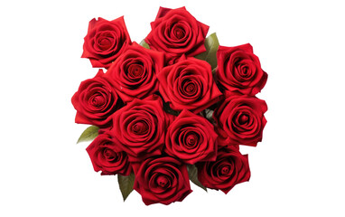 Aerial Perspective: Scarlet Rose Bouquet isolated on transparent Background