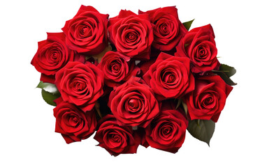 Aerial Perspective: Scarlet Rose Bouquet isolated on transparent Background