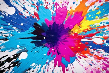 A burst of creativity in a pop art color paint splash pattern, forming a visually striking and lively backdrop, Generative AI