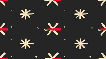 Obraz premium A black and white image of a pattern of stars with red lines