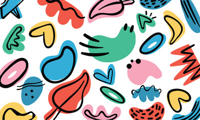 Hand drawn/drawing vector abstract full colour shape patternt templated background