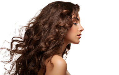 Female Silhouette Featuring Luxurious Wavy Hair isolated on transparent Background