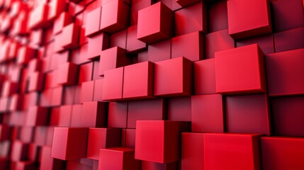 Geometric Abstraction: Red Cubes in Low-Poly Installation Generative AI