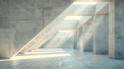 Abstract Concrete Room with Sunlight Generative AI