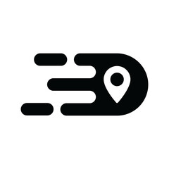 moving silhouette maps icon black and white