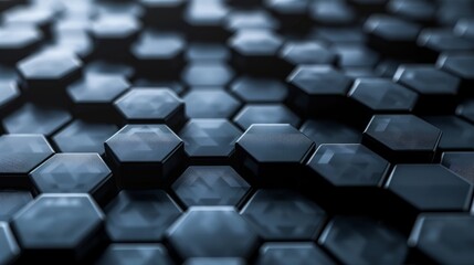 Fototapeta premium Abstract Black Hexagons Futuristic Background Generative AI