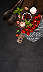 Black Food background with space for text - 752042521