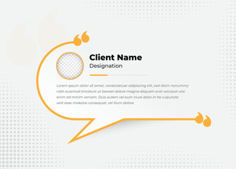 Minimalist client testimonial template design with image placeholder