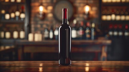 A Bottle of Red Wine on a Background for Advertising Generative AI