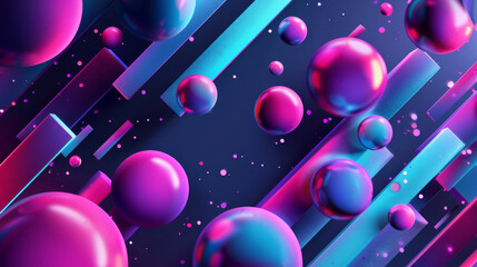 Colorful floating balls in abstract composition