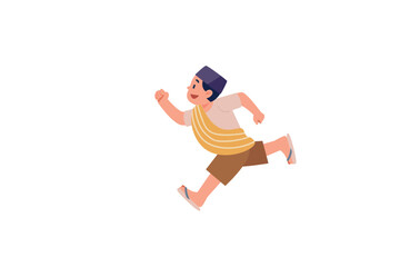 Boy Ran With A Yellow Sarong Around His Body | Ramadan Edition