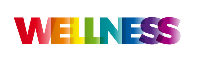 Fototapeta premium The word Wellness. Vector banner with the text colored rainbow.