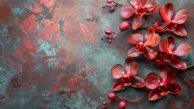 Metallic Orchid Flower Backdrop Generative AI