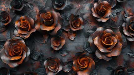 Metallic Rose Flower Backdrop Generative AI