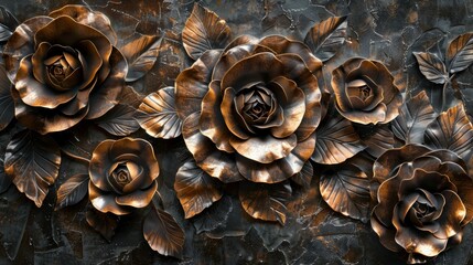 Metallic Rose Flower Backdrop Generative AI