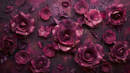 Metallic Rose Flower Backdrop Generative AI
