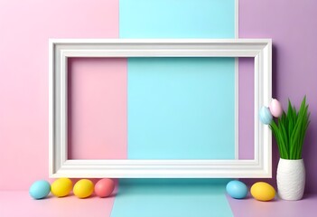 easter frame with eggs and flowers