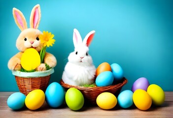 easter bunny and easter eggs