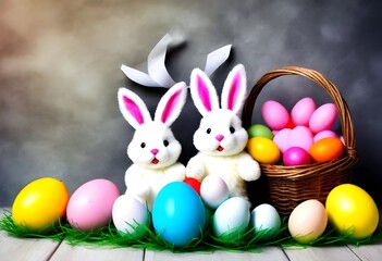 easter bunny and easter eggs