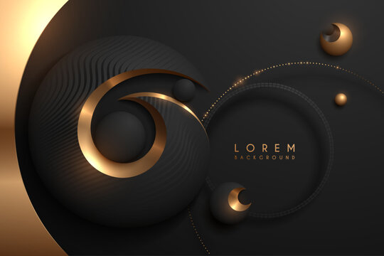 Black and gold circle geometric shapes background