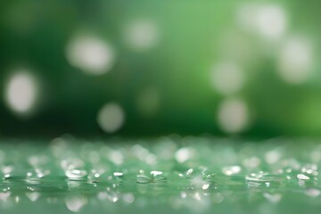 Abstract background of white bokeh on a soft green background Generative AI