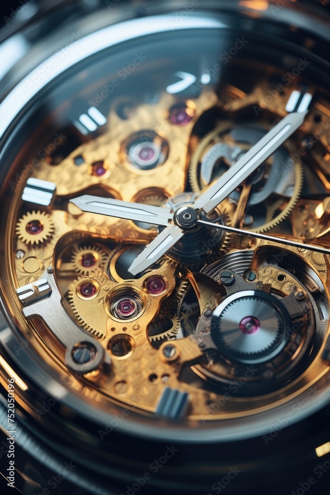 Fototapete detailed view of a watch face with visible gears. suitable for illustrating time management concepts
