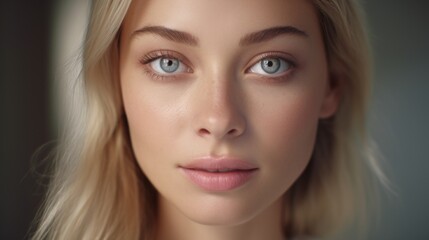 Obraz premium Close up of a woman with striking blue eyes, perfect for beauty and fashion concepts