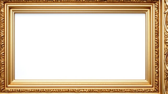 Elegant gold frame against a simple white backdrop, perfect for showcasing art or photos