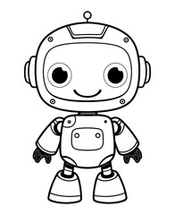 Robot coloring page, isolated coloring book. Color pages for kids featuring an isolated robot toy.