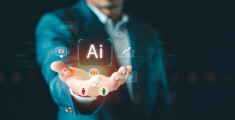 Ai technology, Artificial Intelligence. Chat bot technology smart robot AI, Enter command prompt...