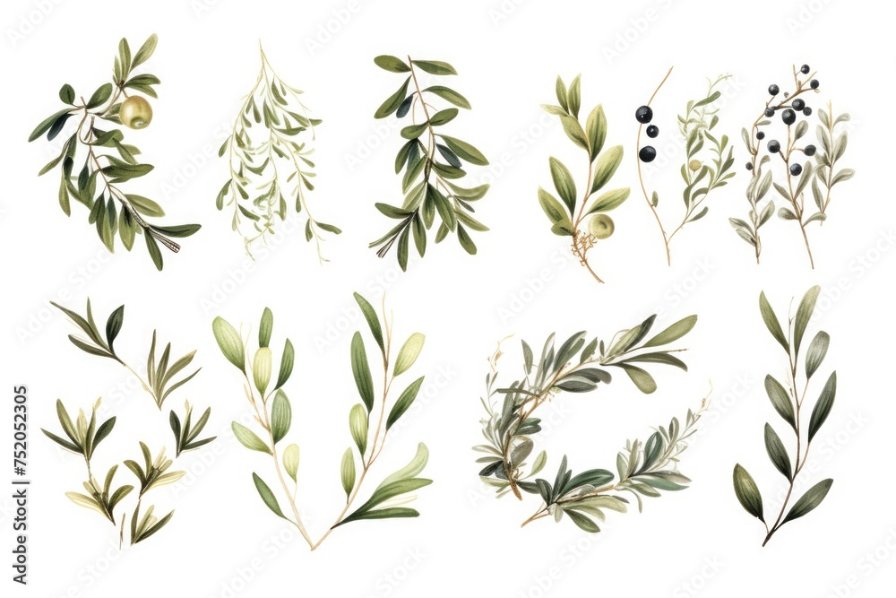 Poster collection of different types of leaves, perfect for botanical projects