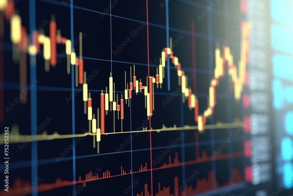 Aufkleber close-up of a stock chart on a computer screen, suitable for financial presentations