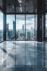 Fototapeta premium Urban landscape visible from bright room. Suitable for real estate concepts