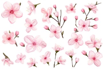 Pink flowers on a plain white background. Suitable for floral designs