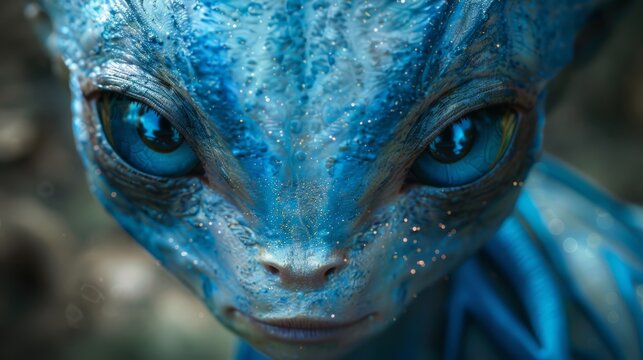 A close-up portrait of an alien