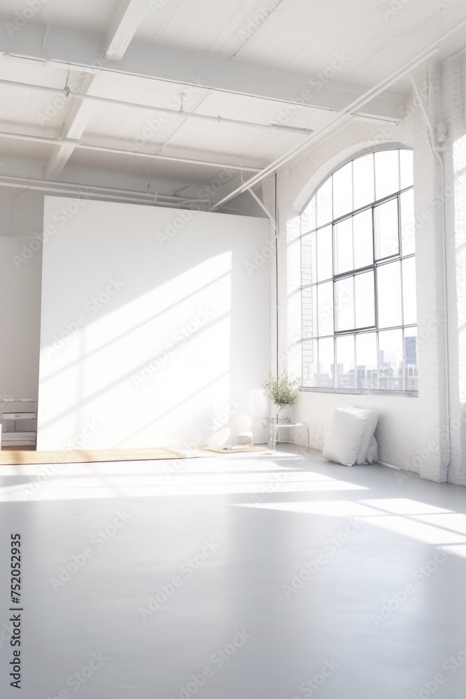 Poster A simple image of an empty room with a large window. Suitable for various design projects