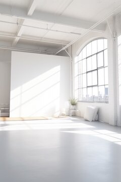 A simple image of an empty room with a large window. Suitable for various design projects