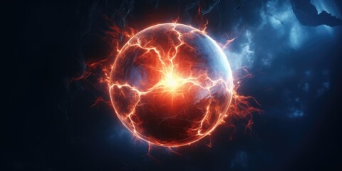 A ball of fire flying through the air, suitable for various uses