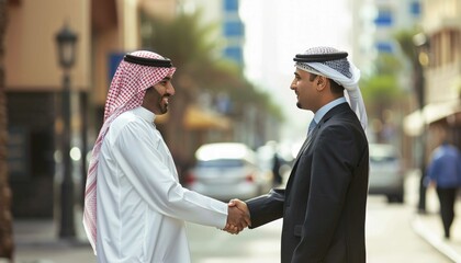 Arab businessman shaking hands with businessman