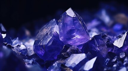 A close-up of a bunch of purple crystals. Ideal for science or geology concepts
