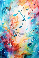 Detailed painting of a clock with music notes, suitable for music lovers - obrazy, fototapety, plakaty