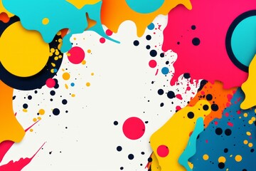 Retro-chic composition with a pop art color paint splash pattern, adding a sense of nostalgia and vibrancy to the background, Generative AI