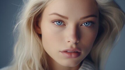 Naklejka premium A beautiful woman with blue eyes posing for a photo. Suitable for various projects